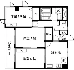 神奈川県川崎市中原区下小田中3【マンション】の間取り