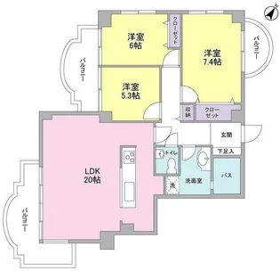 ブロンズストーン宇田川【1階】の間取り