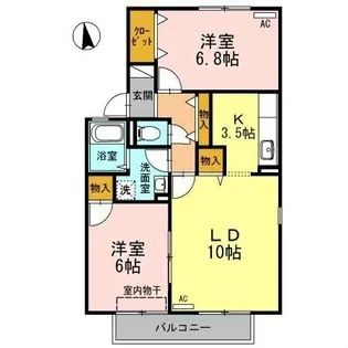 ルミナス山城B棟【2階】の間取り