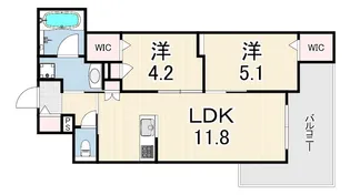 LA VITA西宮北口【4階】の間取り