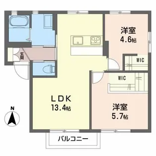 ヤマトハイツIIC【1階】の間取り