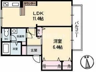カーサワンセブン B棟【1階】の間取り