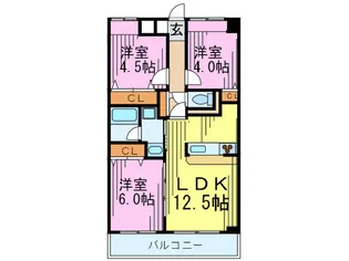 サンロ-レル緑地【4階】の間取り