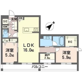 アジュールモア長津田【3階】の間取り