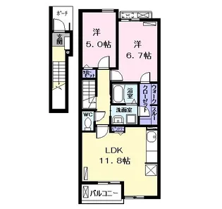 グラス ド フジ II【2階】の間取り