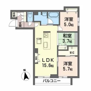 ベレオK美田園【1階】の間取り