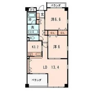 リジェールB【3階】の間取り