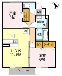 クオーレ早瀬【1階】の間取り