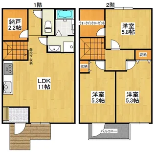 福島県郡山市八山田西3【アパート】の間取り