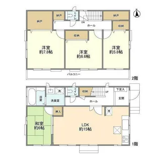 神奈川県横浜市都筑区荏田東2【一戸建】の間取り