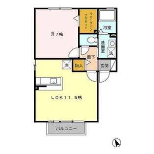 1LDKの間取り画像