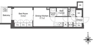 コンフォリア東新宿【7階】の間取り