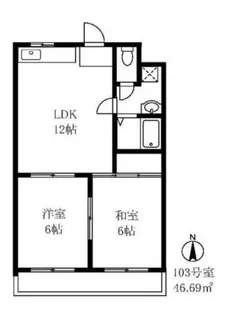 ウェルカワダ【1階】の間取り