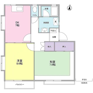 ラフィネ綱島【1階】の間取り