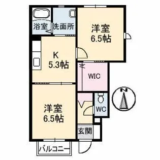 T.H.サルーテ B棟【1階】の間取り