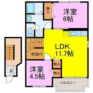 2LDKの間取り画像