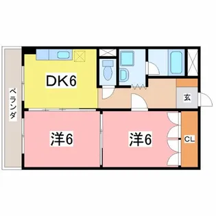 フラワーハイツ【1階】の間取り