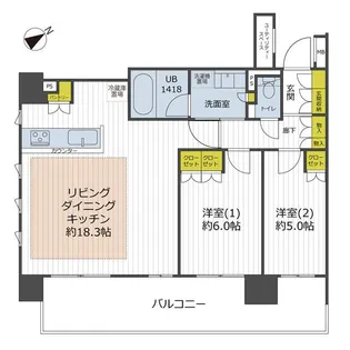 イニシア横浜桜木町【5階】の間取り