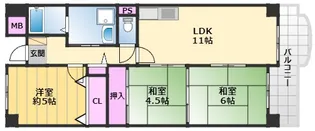 フローラル岸和田【4階】の間取り