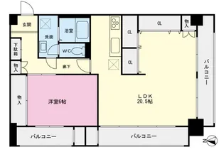 ファミール屏風ヶ浦【6階】の間取り