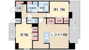 セレーナコンフォルト天神橋【10階】の間取り