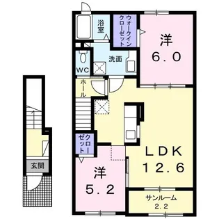 フロン・ド・ラ・メル【2階】の間取り