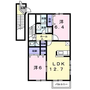 リブ・サンフラウァ B【2階】の間取り
