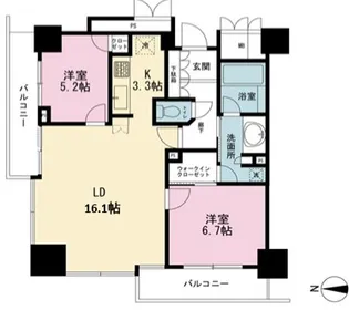 品川タワーフェイス【29階】の間取り