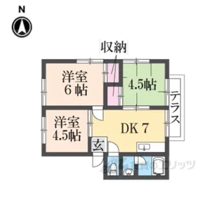 リバーサイド三輪【1階】の間取り