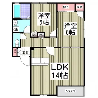 グランドハイツB棟【2階】の間取り