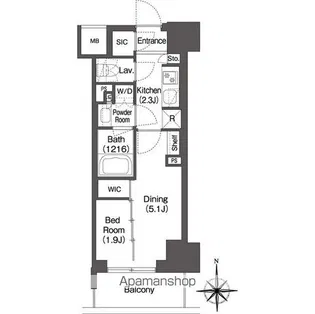 コンフォリア東新宿【4階】の間取り