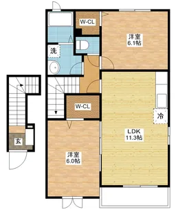 グランデ・ソレイユB【2階】の間取り