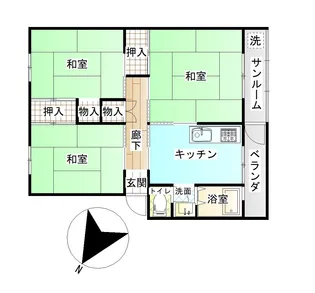 山背台マンション【3階】の間取り
