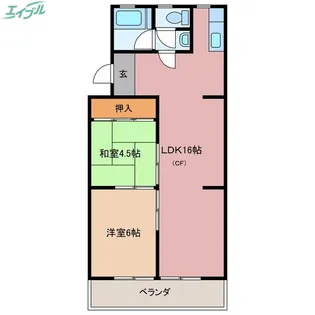 2LDKの間取り画像