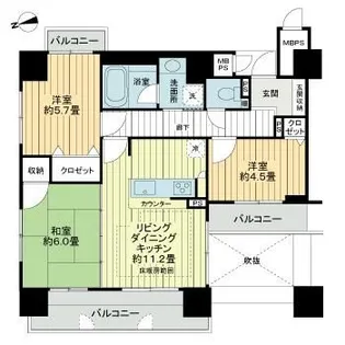 ライオンズマンション東洞院五条【4階】の間取り