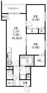 クリエオーレ初芝【2階】の間取り