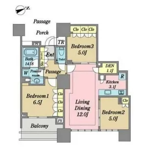 ドゥ・トゥールウエスト棟【20階】の間取り