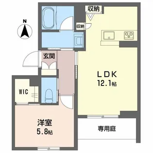 ロイヤルグランコート虎丸【1階】の間取り
