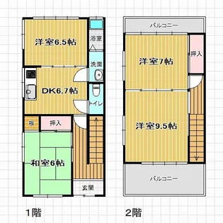 京都府京都市伏見区深草芳本町【一戸建】の間取り