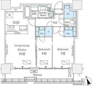 ロイヤルパークス品川【15階】の間取り
