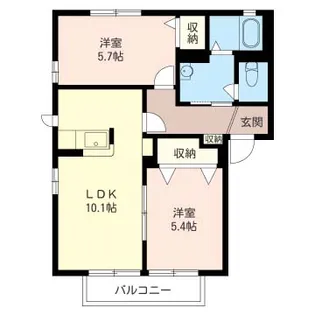 グリーン・パルモB【1階】の間取り