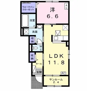 ウエストメゾン ゆい【1階】の間取り