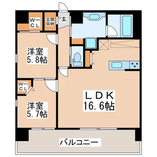 フェリーチェ九品寺【7階】の間取り