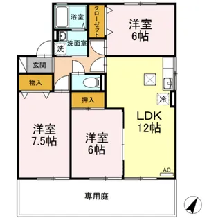 メゾン・ド・ジュネス B棟【1階】の間取り