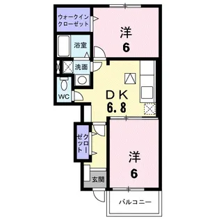シャトーフレイズA【1階】の間取り