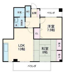 タウン唐山F棟【2階】の間取り