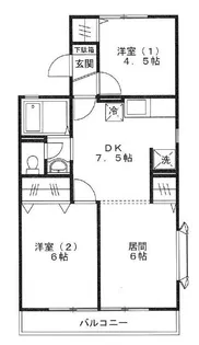 ファンバレーハイツB棟【1階】の間取り