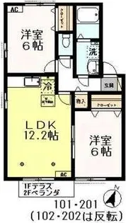 フラッツ八国【2階】の間取り