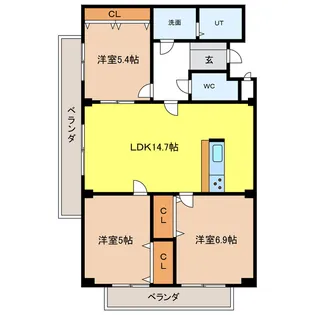 ロイヤル芝原 南館【3階】の間取り