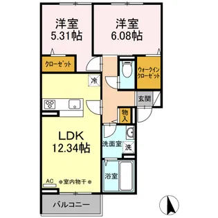 山梨県甲府市高畑2【アパート】の間取り